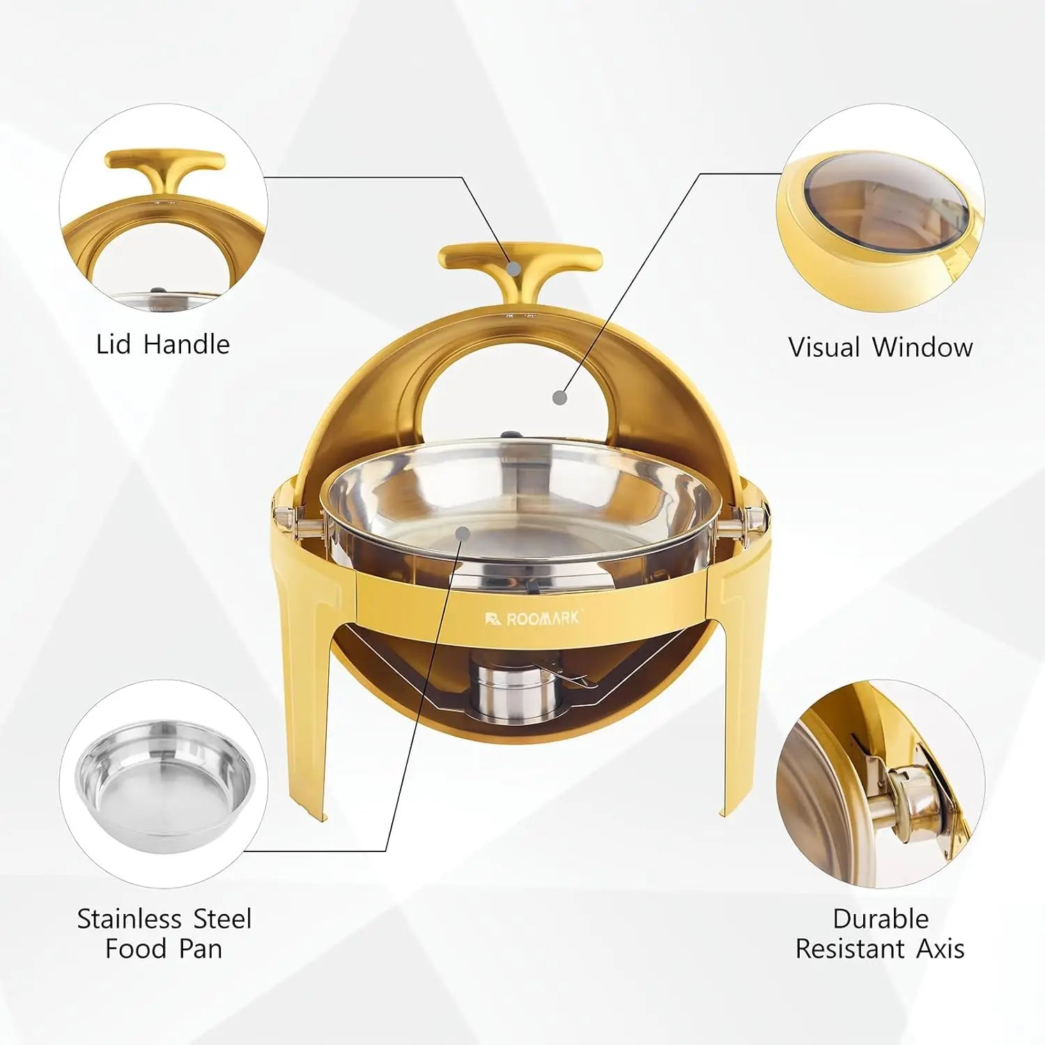 ROOMARK 9QT Chafing Dish Buffet Set , High Grade Stainless Steel Catering Warmer Complete set with Thick Frame for Party Wedding