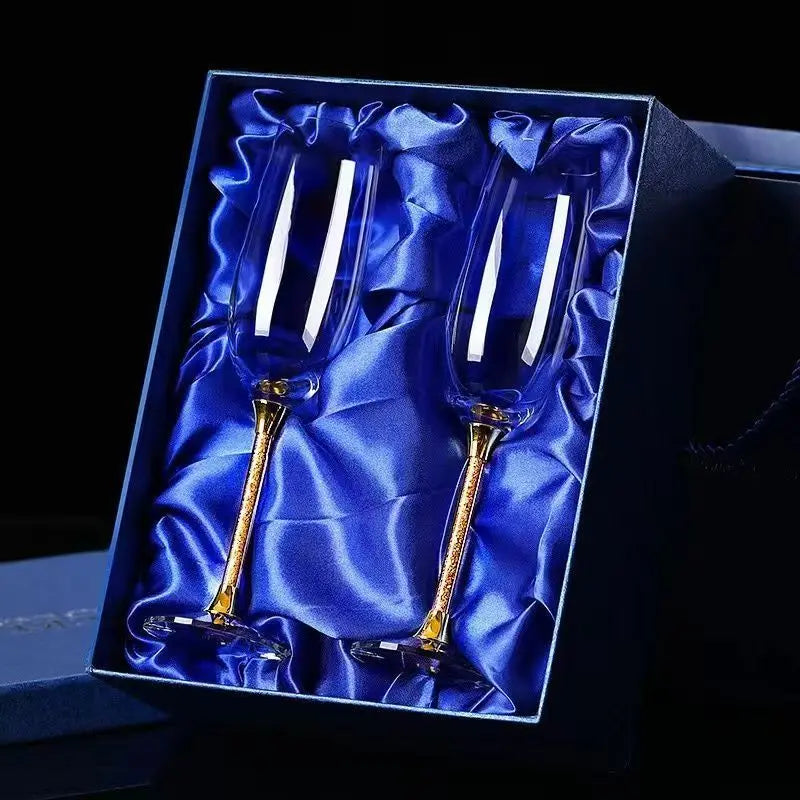 European Diamond Crystal Champagne Cup Set High Beauty Handmade High Foot Cup Bubble Mug Household Wine Set Couple Pair Cups