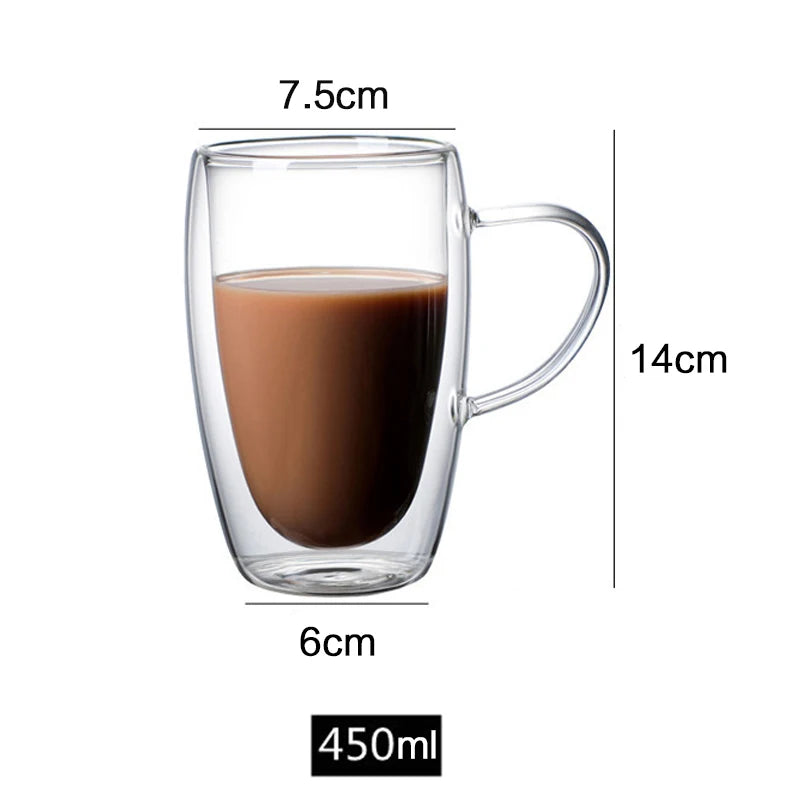 2/3/4Pcs Double Wall High Borosilicate Glass Mug Heat Resistant Tea Milk Lemon Juice Coffee Water Cup Bar Drinkware Lover Gift
