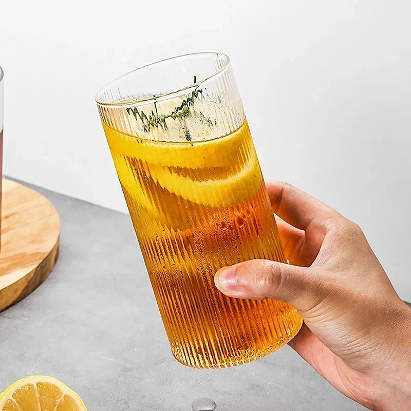 1/2/4/6pcs Vertical Pattern Cup Creative Japanese Glass Wine Juice Drink Coffee Handmade Clear Drinkware Shot Glasses Whiskey