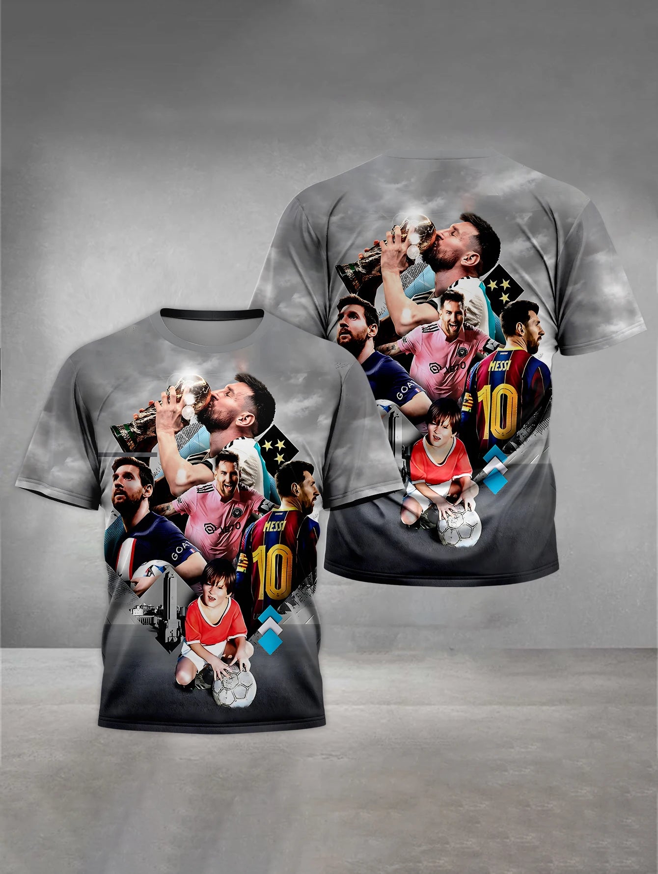 Print Baby Clothing 5 to 14 Years Male Outdoor Clothes for Football Star NO 10 M-MessiS Children Boy Girl Child T-Shirt Top