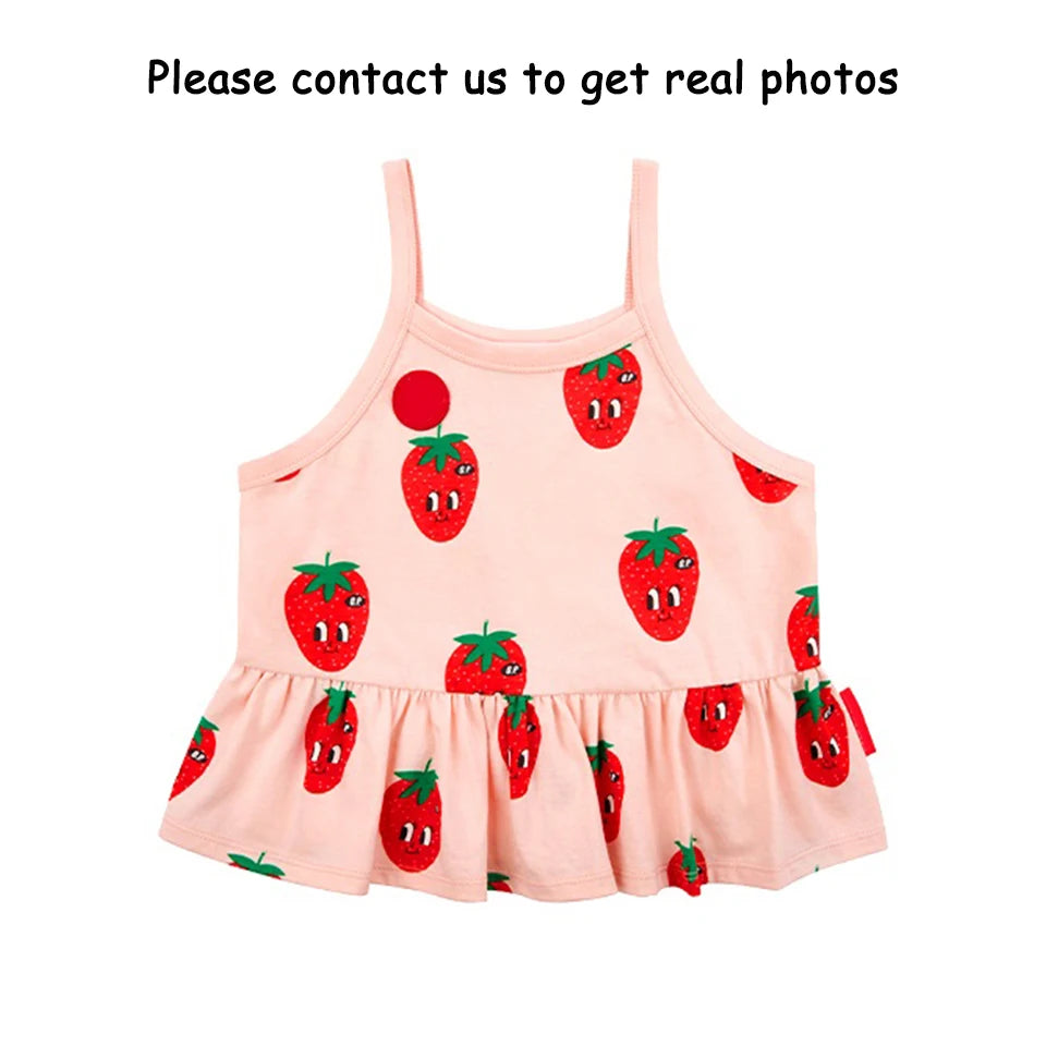 Summer Korean Children Clothes Set Bebe Girls Strawberry Print Vest Tee Boys Cartoon T-shirts Shorts Kid Sweatshirts Tee Pants