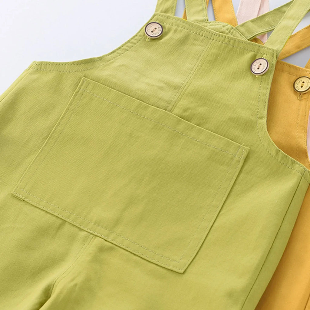 Children Overalls Cotton Thin Suspenders Pants Baby Girls Boys Denim Pants Contrast Casual Loose Girls Overalls Kids Jumpsuits