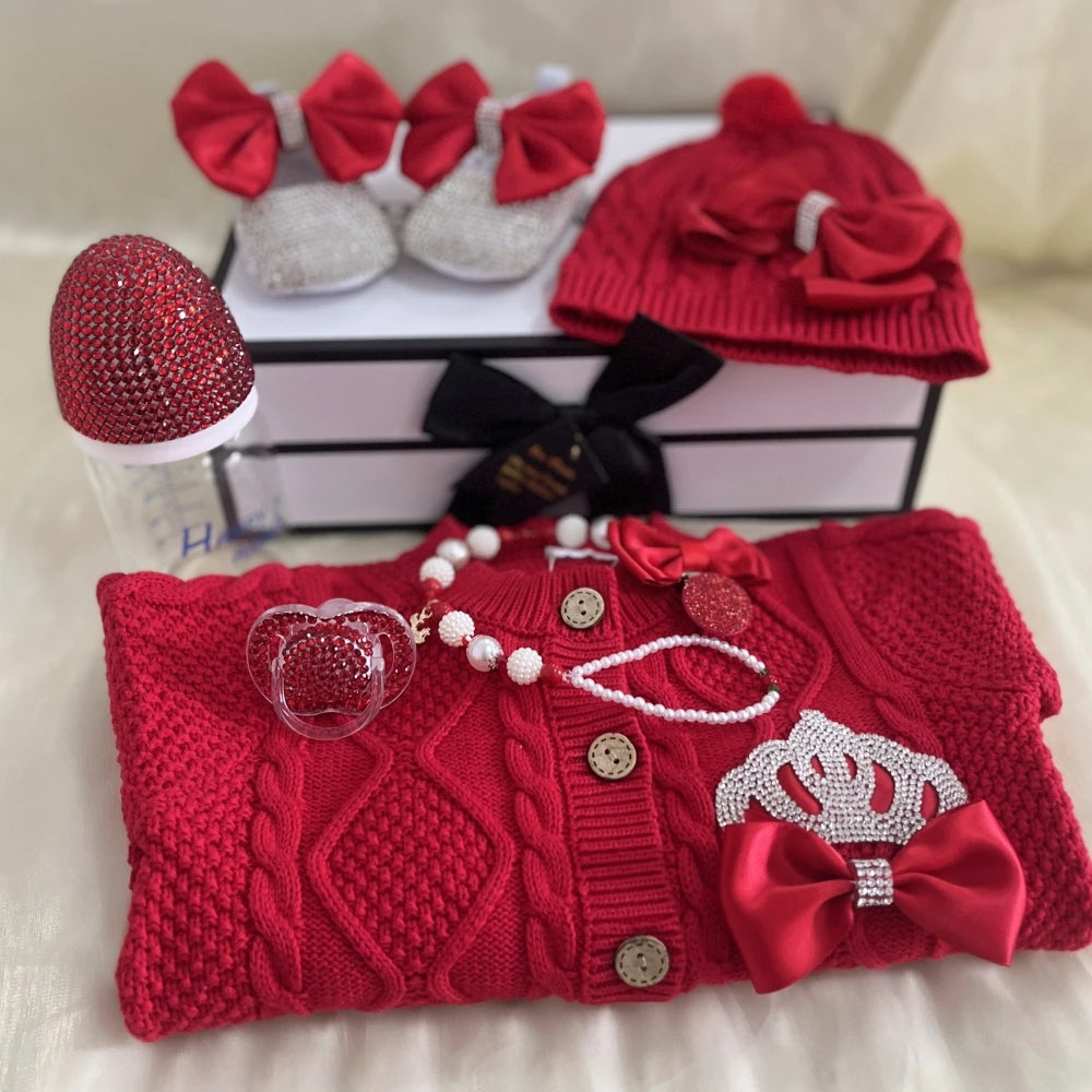4pcs Take me Home Romper Set Baby Blanket Hat Gloves Shoes Set 39 week Pregnant Woman Photographyh Royal Crown Jewelry Suit
