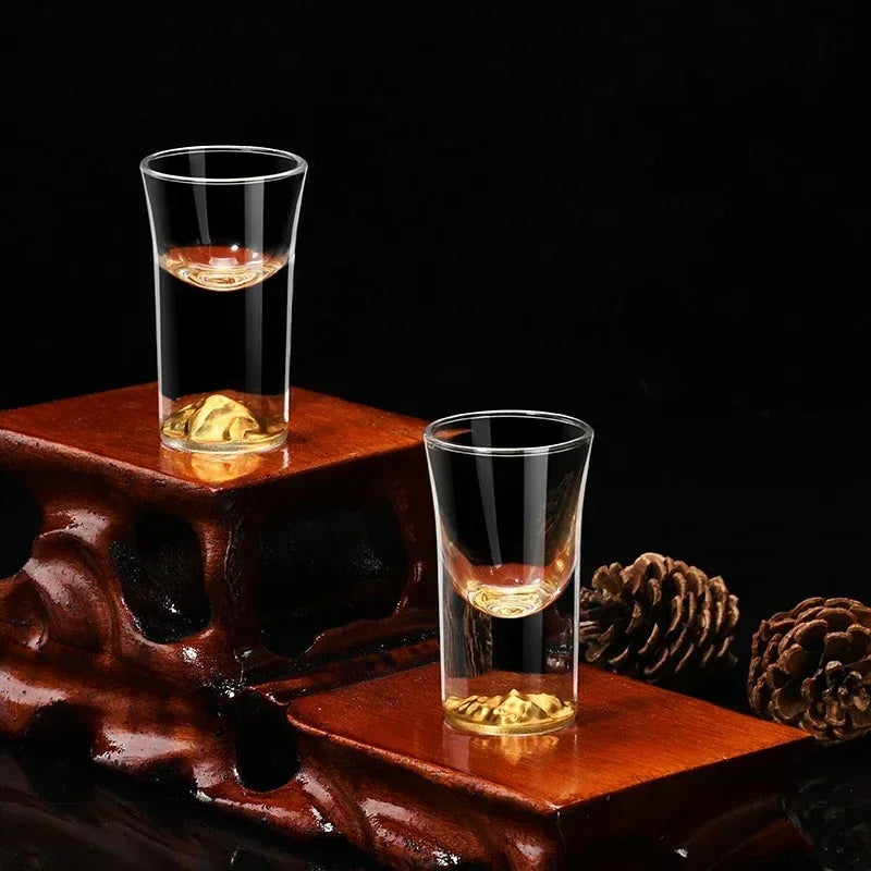 6Pcs Crystal Vodka Shot Glass 0.5oz Mini Size Gold Leaf Wine Glasses Spirits Japanese Sake Korean Soju Brandy Shot Cup
