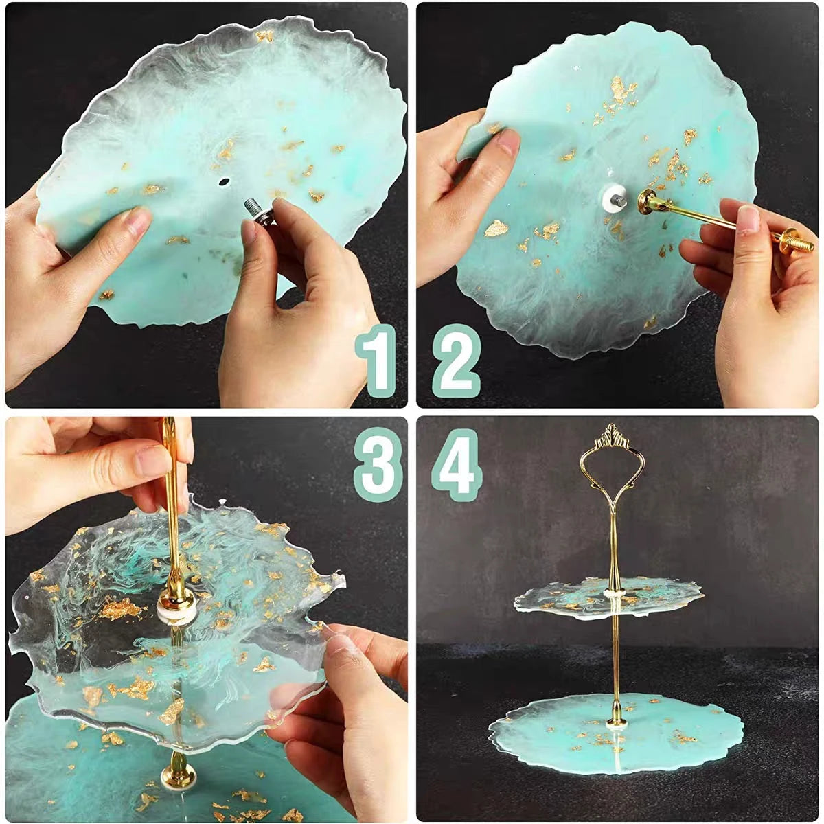 3 Tier Cake Display Stand Hardware Crown Metal Fitting Party Tray Cake Food Dessert Rack Cake Holder for Kitchen Home No Plate