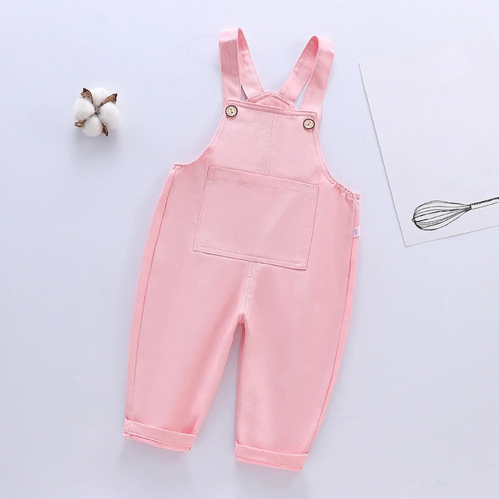 Children Overalls Cotton Thin Suspenders Pants Baby Girls Boys Denim Pants Contrast Casual Loose Girls Overalls Kids Jumpsuits