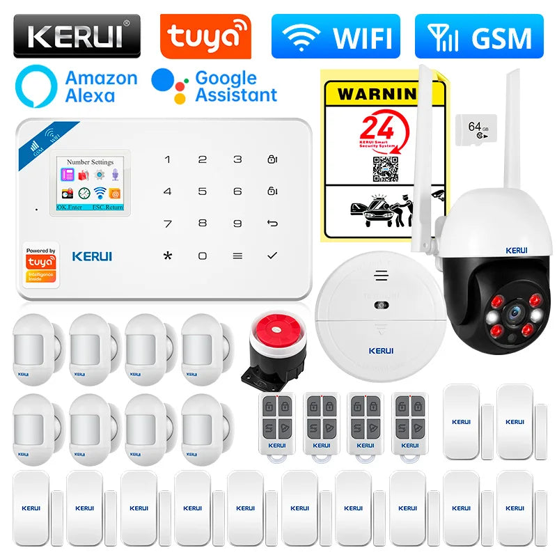 KERUI 2G WIFI GSM Alarm Security System  W181 Wireless Home Alarm Tuya Smart Burglar Alarm for House Protection Motion Sensor