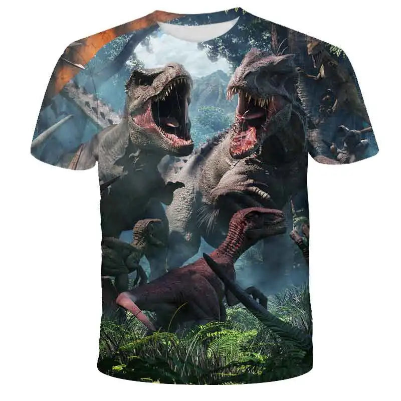 Miniso 2024 Jurassic World Dinosaur T-Shirt Boys Girls Clothes Top Tees Baby Boys T Shirt Children Clothing Men And Women Shirt