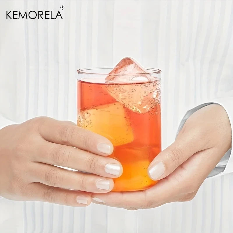 1/4Pcs Transparent glass Cups Juice Water Milk Drink Beer Mug Round And Long Design Suitable For Family Gathering Parties