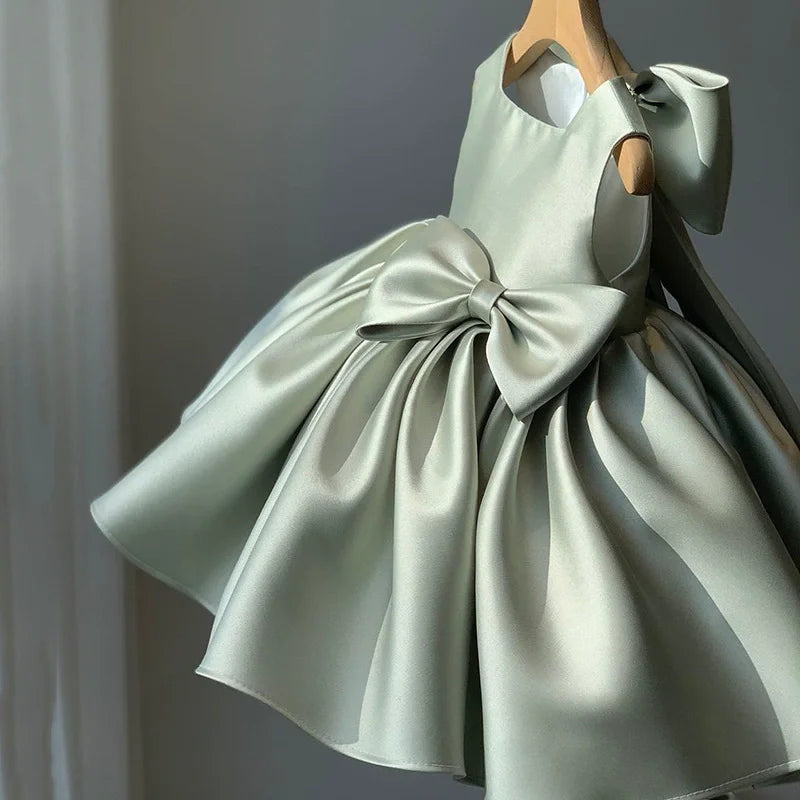 Girls Big Bow Princess Dresses Kids Sweet Tutu Baby Birthday Party Christening Gown Ball Children Baptism Clothes Vestidos