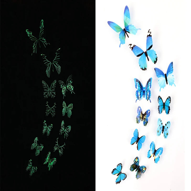 3D Luminous Butterfly Wall Stickers Creative Glow in The Dark Butterflies Wall Decals Wallpaper for Living Room Bedroom Decor