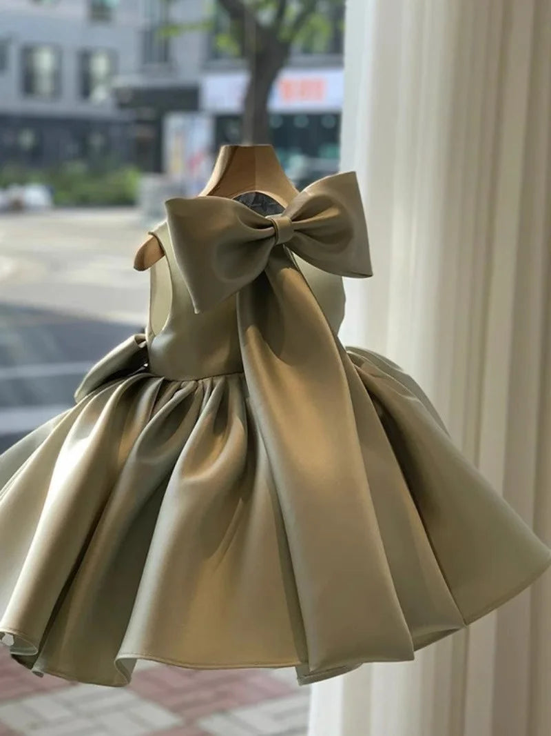 Girls Big Bow Princess Dresses Kids Sweet Tutu Baby Birthday Party Christening Gown Ball Children Baptism Clothes Vestidos