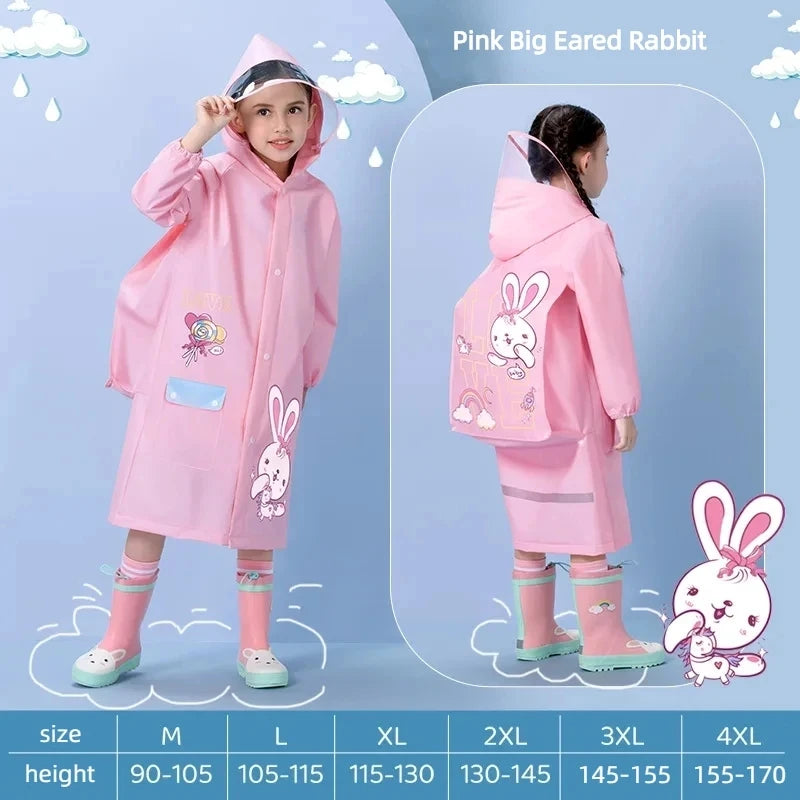 Children's Raincoat, Kids Waterproof Rain Poncho, Full Coverage, High-Quality Raincoat, Student Boys Girls Backpack Travel Rainwear