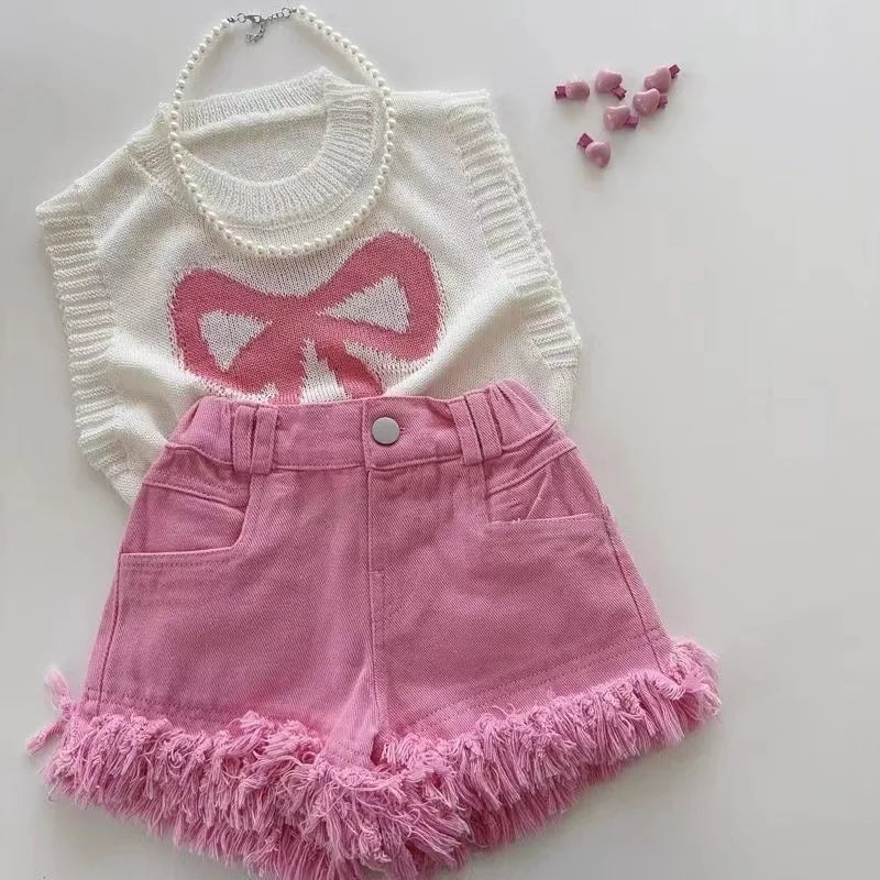 New Kids Short Sleeve Suit Striped Girls Boys Set Summer Tops+short Baby Clothes Children's Wear Kids Outfits 2024