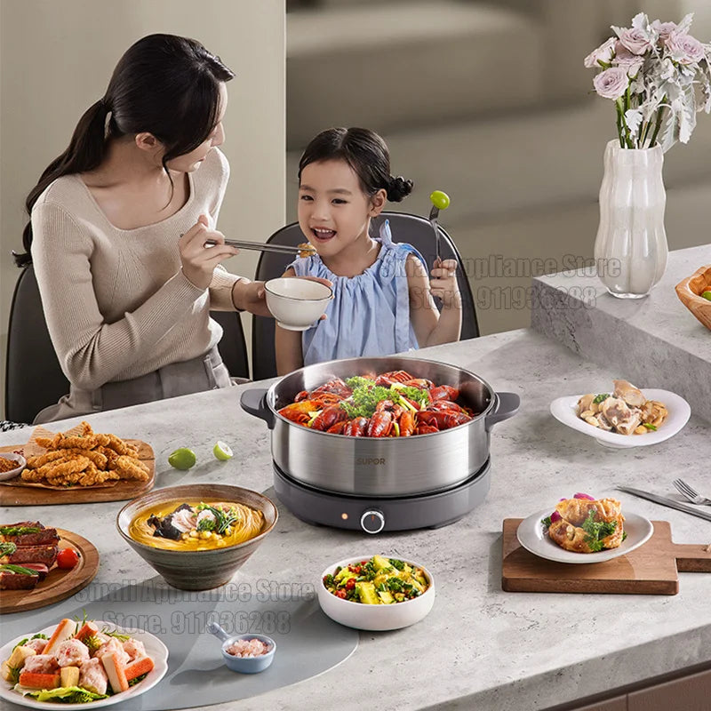 SUPOR 220V Multi Cookers Split Electric Pot 1-7 People Household Stainless Steel Hot Pot Rice Cooker Cooking Appliances H60YK784