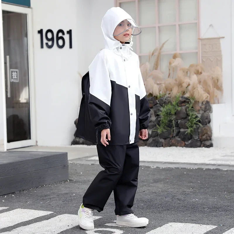 Children's Raincoat Suit, Ages 6-16 Years, Boy Girl Kids Rain Wear, Kids Rain Coat Jacket, Waterproof Poncho, Outdoor Hiking Rain Gear