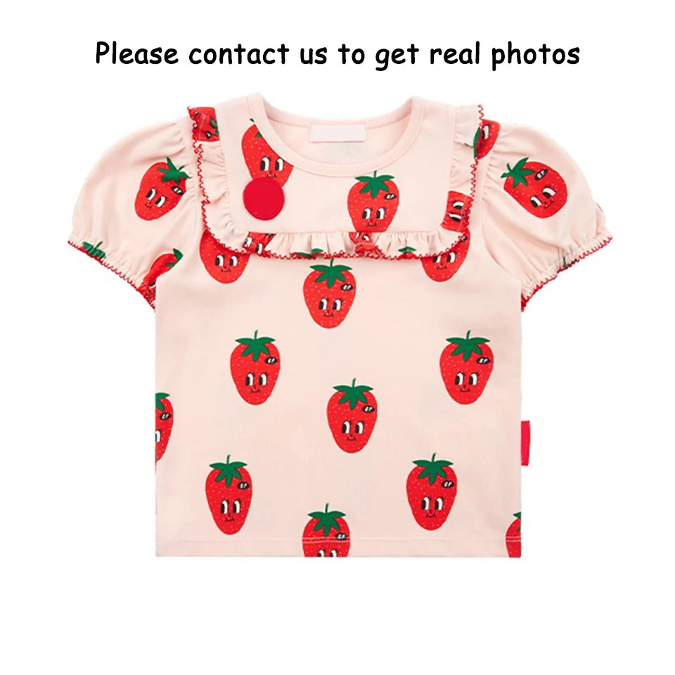 Summer Korean Children Clothes Set Bebe Girls Strawberry Print Vest Tee Boys Cartoon T-shirts Shorts Kid Sweatshirts Tee Pants