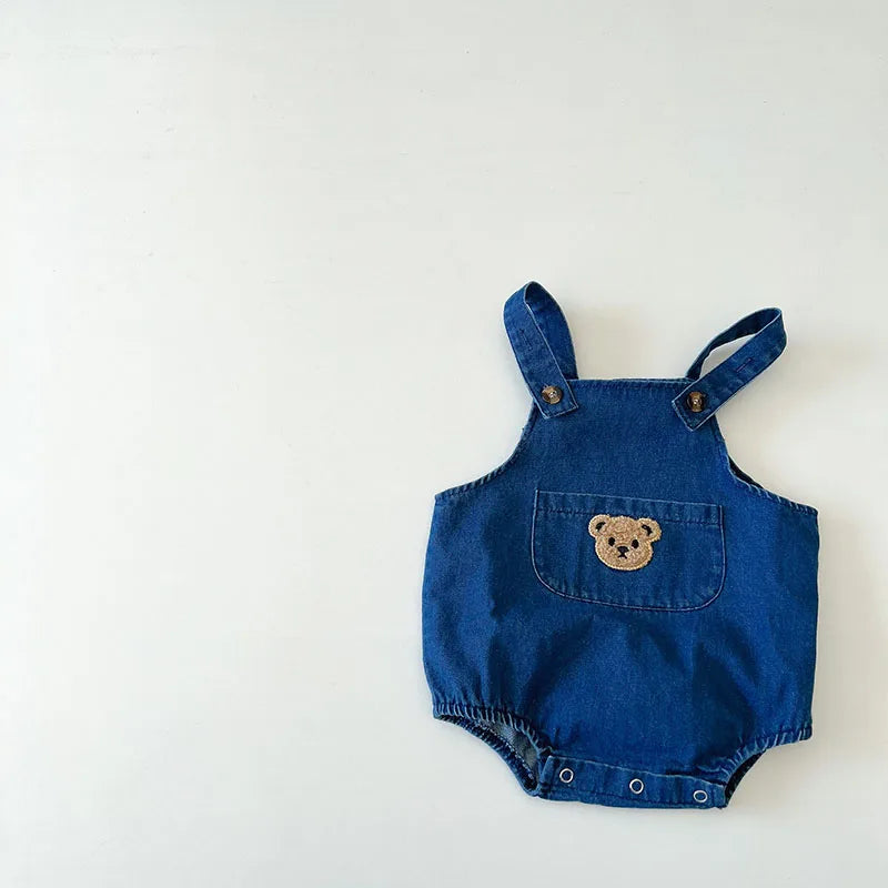 2024 Summer Cool Toddler Baby Clothing Set for Newborn Girls Striped T-shirt and Denim Bodysuits Overalls 2Pcs Boys Suits