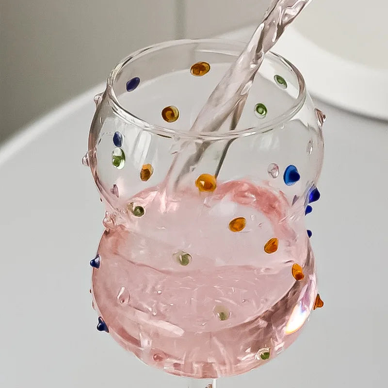 1 Piece 300ML Creative Cute Colorful Dots White Wine Goblet Red Wine Glass