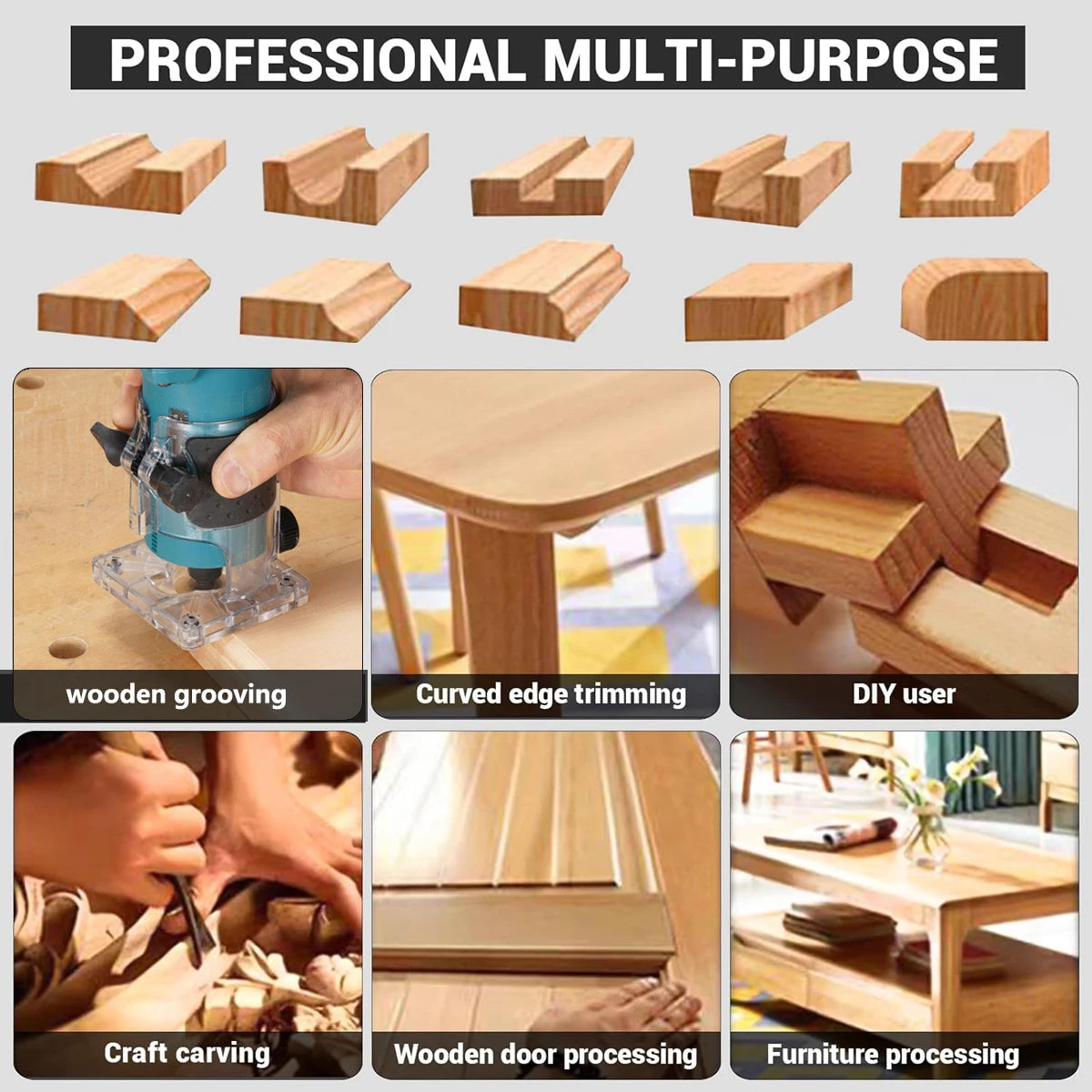 Brushless Cordless Milling Engraving Slotting Machine Speed ​​Adjustment Woodworking Trimming Machine Wood Router Tool for Makita