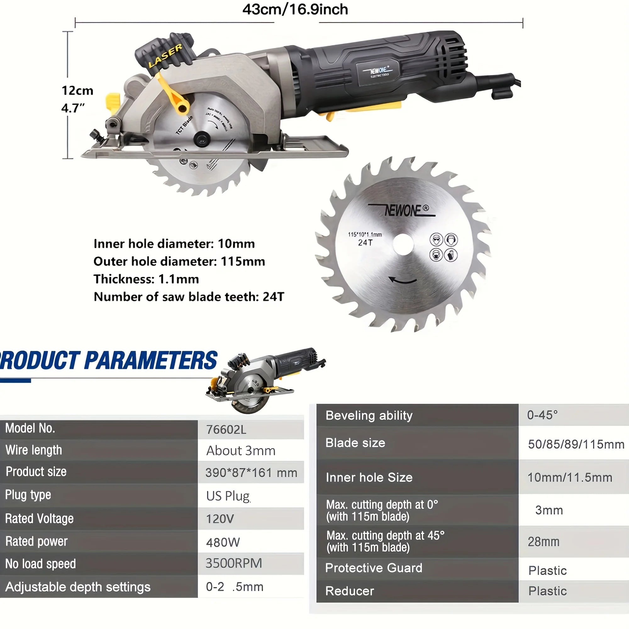 120V/230V 600W Electric Power Tool Electric Mini Circular Saw With Laser multi-function Saw For Cutting Wood,PVC Tube, Tile