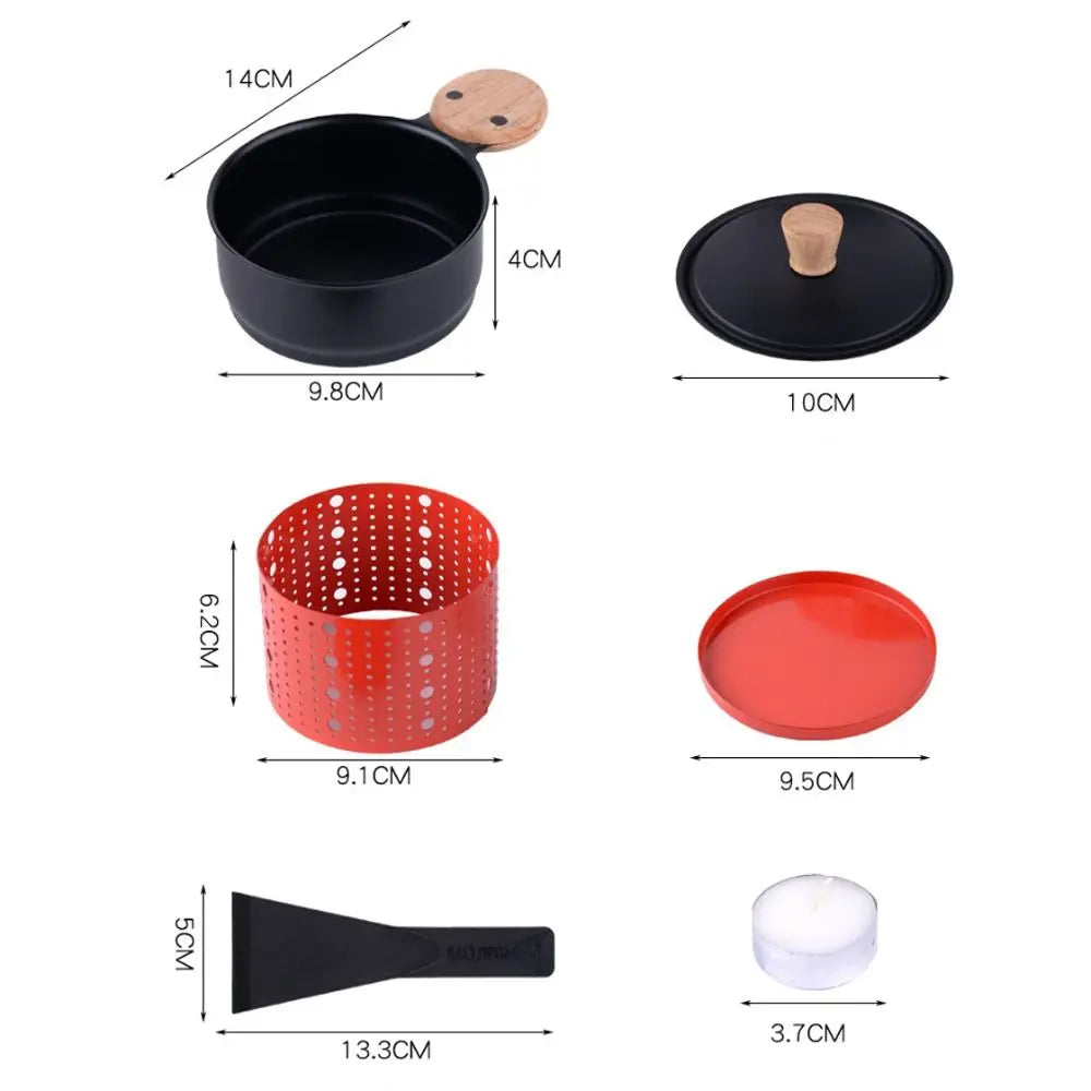 Portable Non-stick Cheese Grill Windproof Cylindrical Cheese Raclette Pot with Candle with Shovel Cheese Raclette Oven Baking