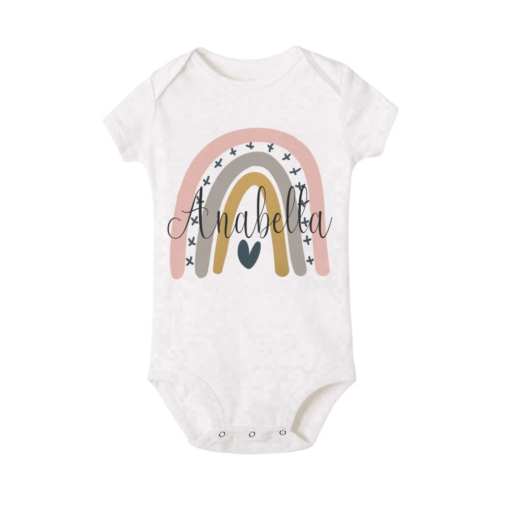 Personalized Baby Bodysuit Rainbow with Name Infant Jumpsuit Boys Girls Outfits Romper Custom Toddler Clothes Baby Shower Gift