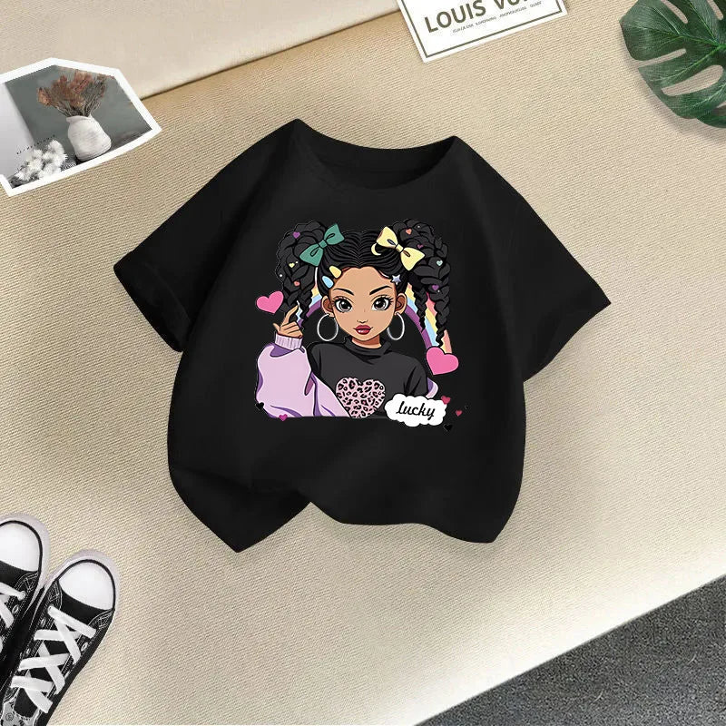Girls Short-sleeved Children's T-shirt Summer New Style Casual Children's Top Girls Summer Fashion Kids Clothes